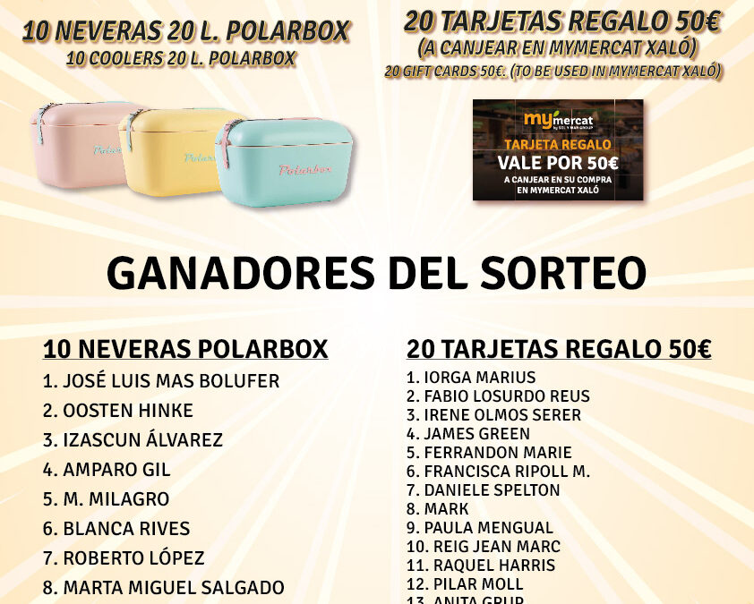 Ganadores sorteo 1º Aniversario MyMercat Xaló